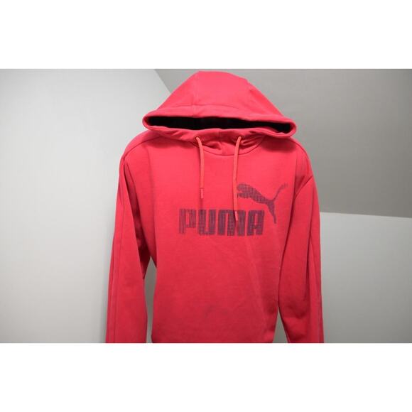 Puma Fleece Hoodie Red Athletic Cotton Blend Short Sleeve Athletic Mens Sz XL - Picture 1 of 7